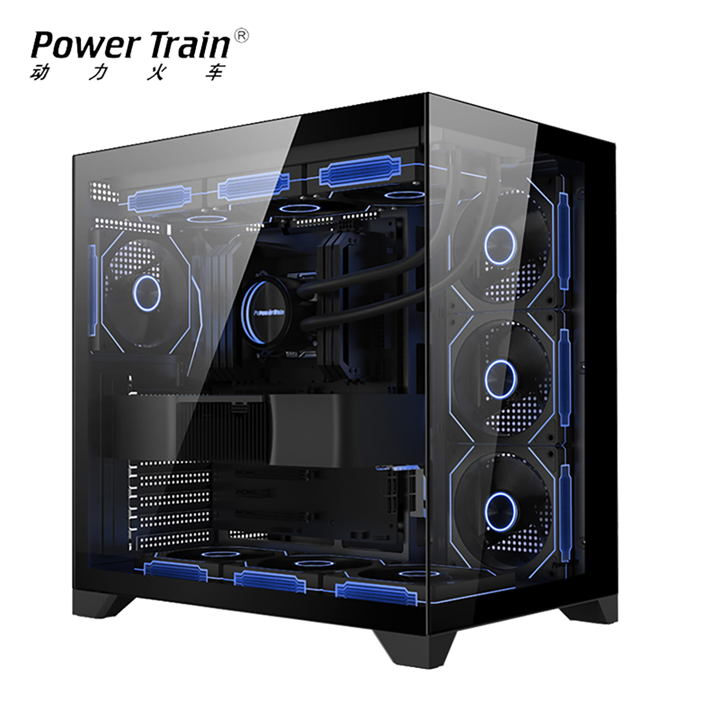 动力火车梦境PRO海景房无立柱360水冷ATX玻璃侧透游戏电脑机箱