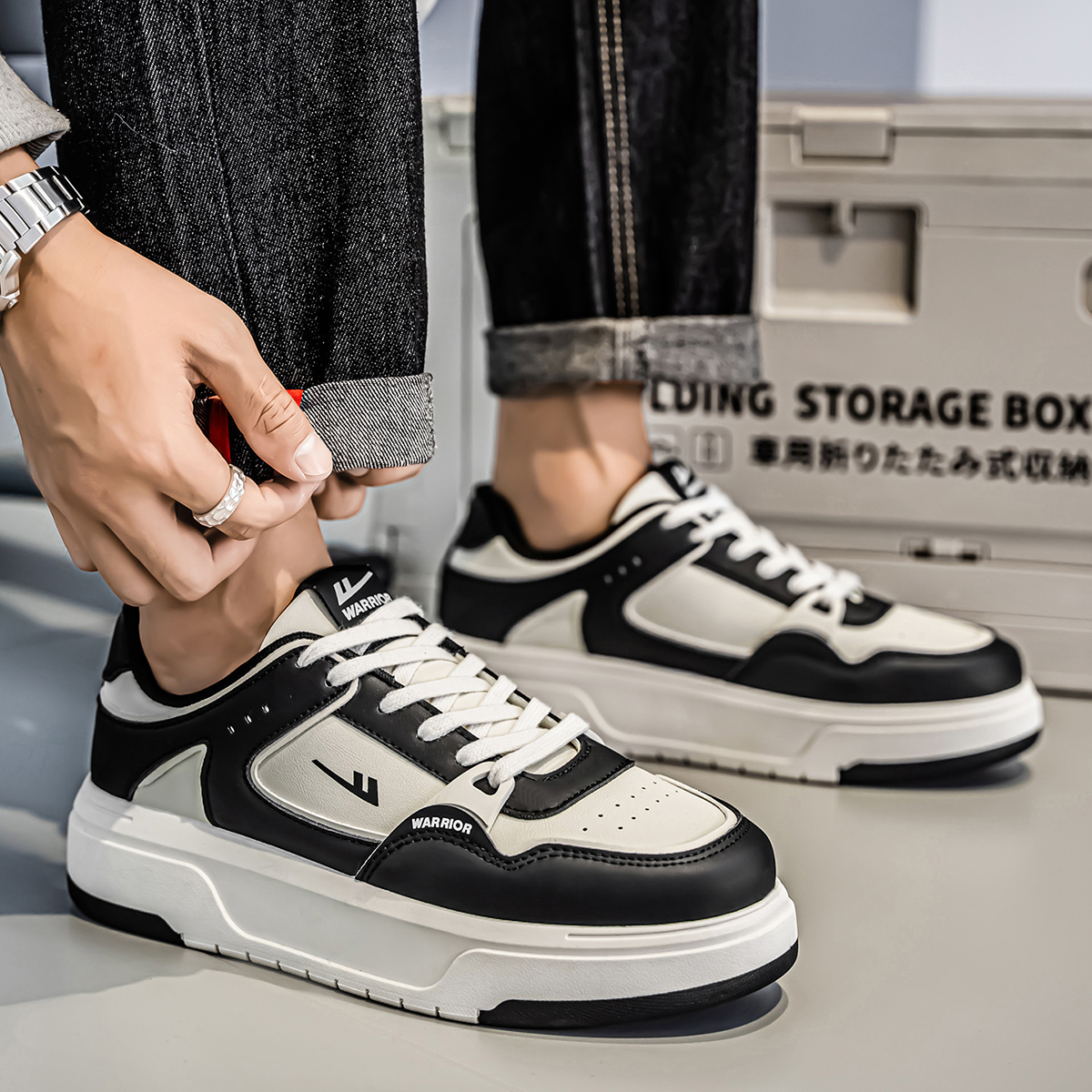 Warrior/回力黑白拼色保暖休闲鞋