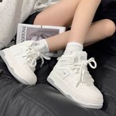 女2025秋季 新款 潮流空军百搭厚底板鞋 回力高帮小白鞋 休闲运动鞋 子