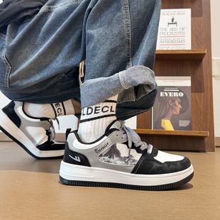 Warrior/回力男鞋2025新款秋季休闲鞋学生厚底增高小白鞋印花板鞋