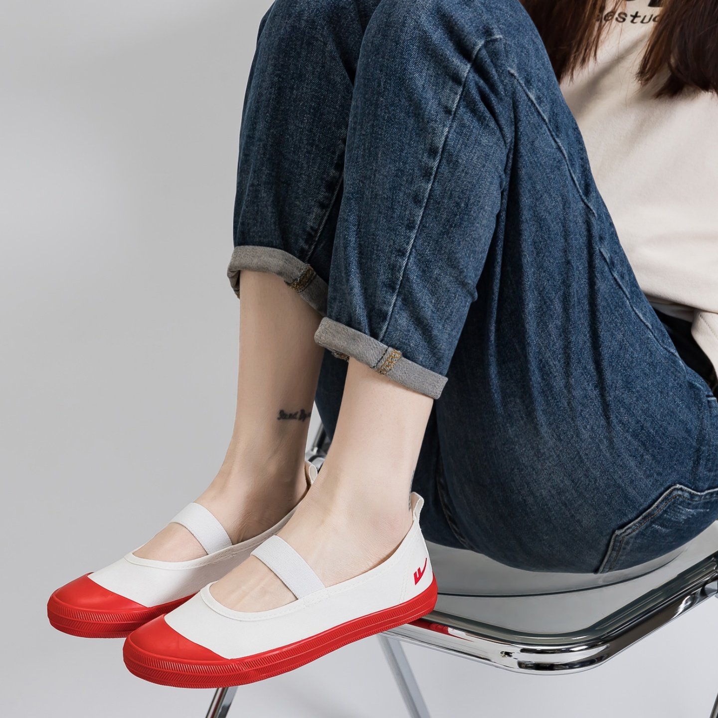 Warrior/回力白色芭蕾舞鞋女平底一字带玛丽珍单鞋小白鞋舒适百搭,女鞋,时尚芭蕾鞋,淘宝优惠券,粉丝福利购,淘宝优惠卷