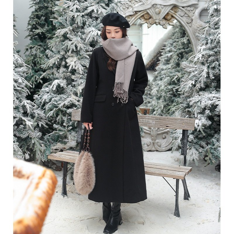 冬季新款大码女装赫本风加棉毛呢外套收腰长款气质呢子大衣25169,女装/女士精品,大码呢大衣,淘宝优惠券,粉丝福利购,淘宝优惠卷