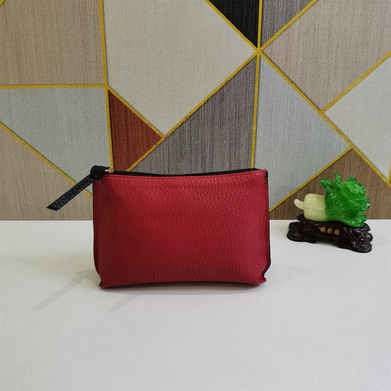 雅诗兰黛新款便携红黑拼接时尚简约化妆包手拿包零钱包收纳整理包