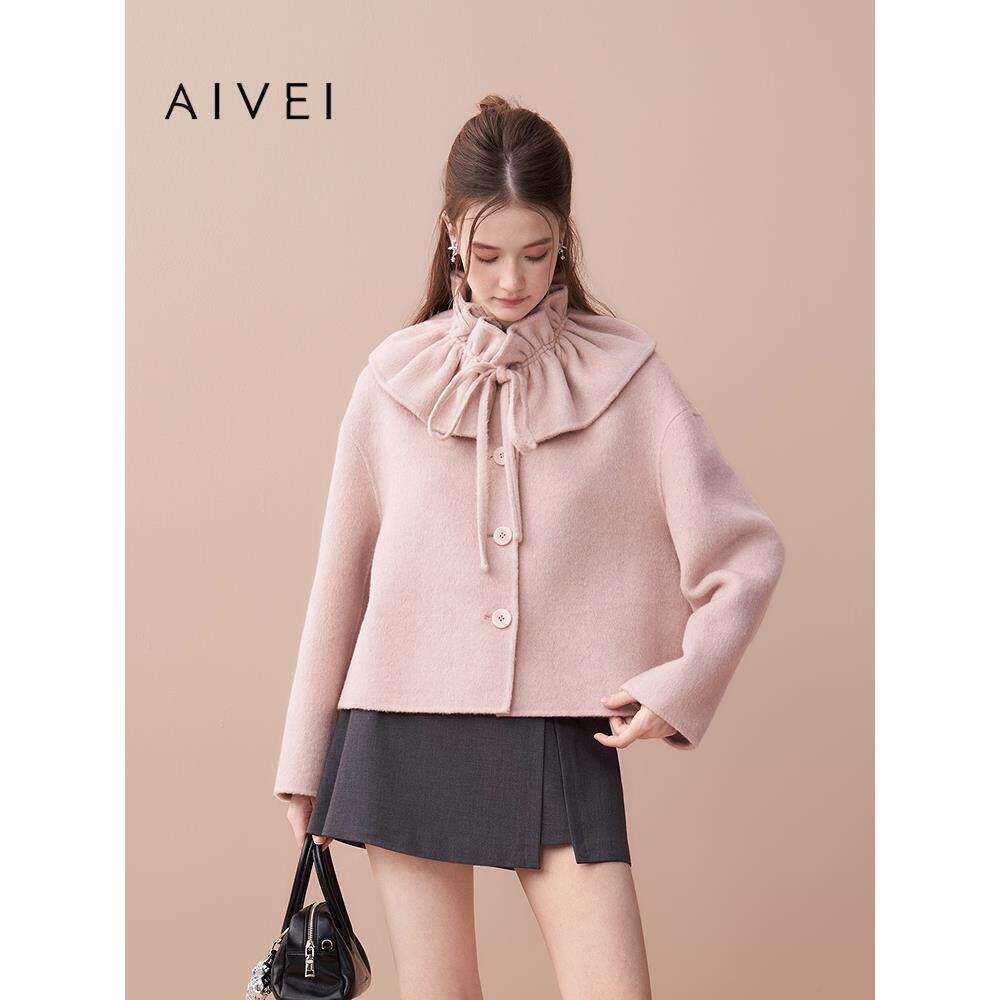 AIVEI欣贺艾薇2025秋季少女甜美减龄小个子双面毛呢外套XRV5W20A
