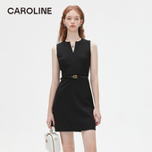 商场同款 2024夏季 新款 Caroline V领无袖 气质黑色连衣裙Q629301B