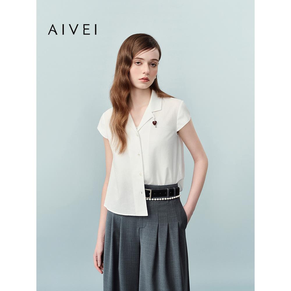 AIVEI欣贺艾薇2026夏季新复古文艺JK学院森系白衬衫上衣XSV3C03C