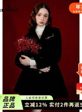 100%羊毛 | Caroline卡洛琳2023秋冬新款美拉德绵羊毛毛呢外套