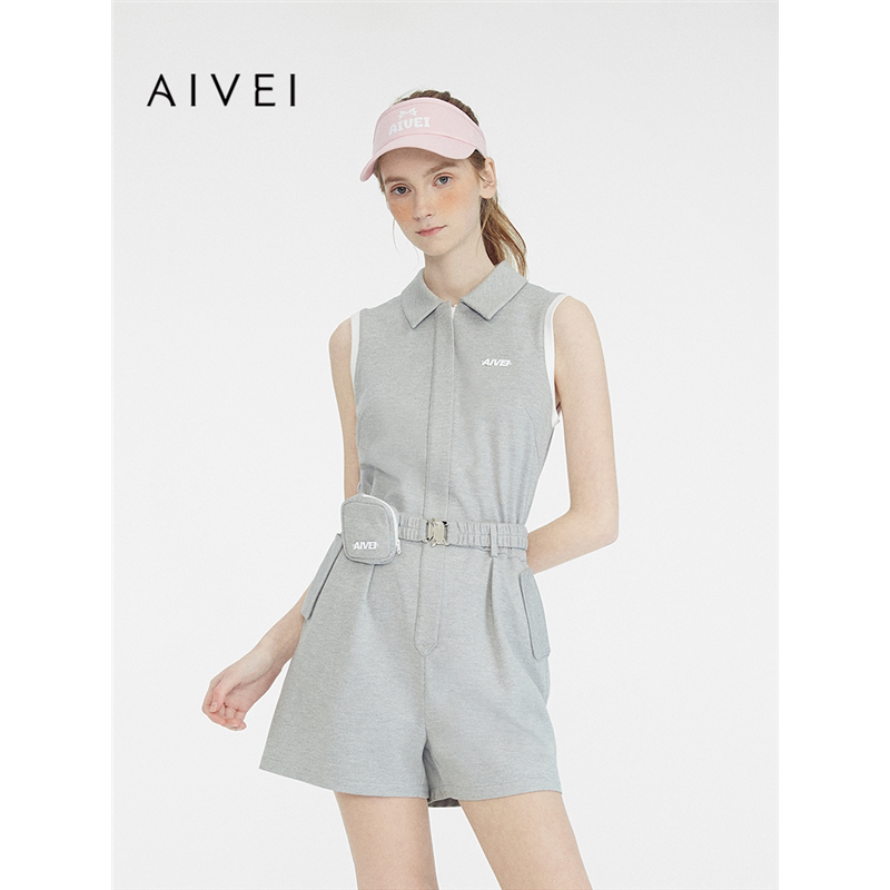 【高尔夫系列】AIVEI欣贺艾薇2025夏季休闲运动无袖收腰连体短裤