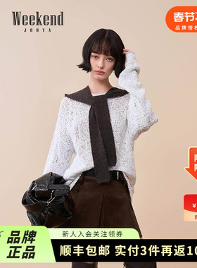 卓雅周末25秋季新款呼吸感慵懒宽松镂空网眼针织圆领罩衫XRW4M37C