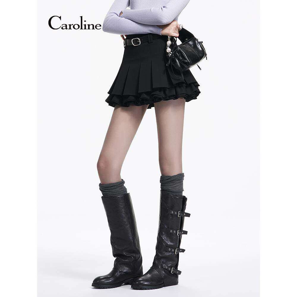 Caroline卡洛琳2025冬季新款甜韵少女双层百褶半身短裙ERC7Q02C