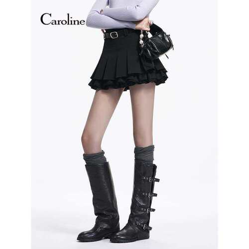 Caroline卡洛琳2025冬季新款甜韵少女双层百褶半身短裙ERC7Q02C