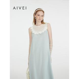 连衣裙S724501A 松弛感蕾丝拼接无袖 AIVEI欣贺艾薇2025夏季 新法式