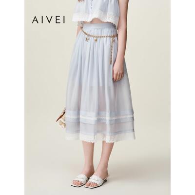 AIVEI欣贺艾薇2026夏季新田园森系度假半身裙浪漫中长裙XSV3Q07B