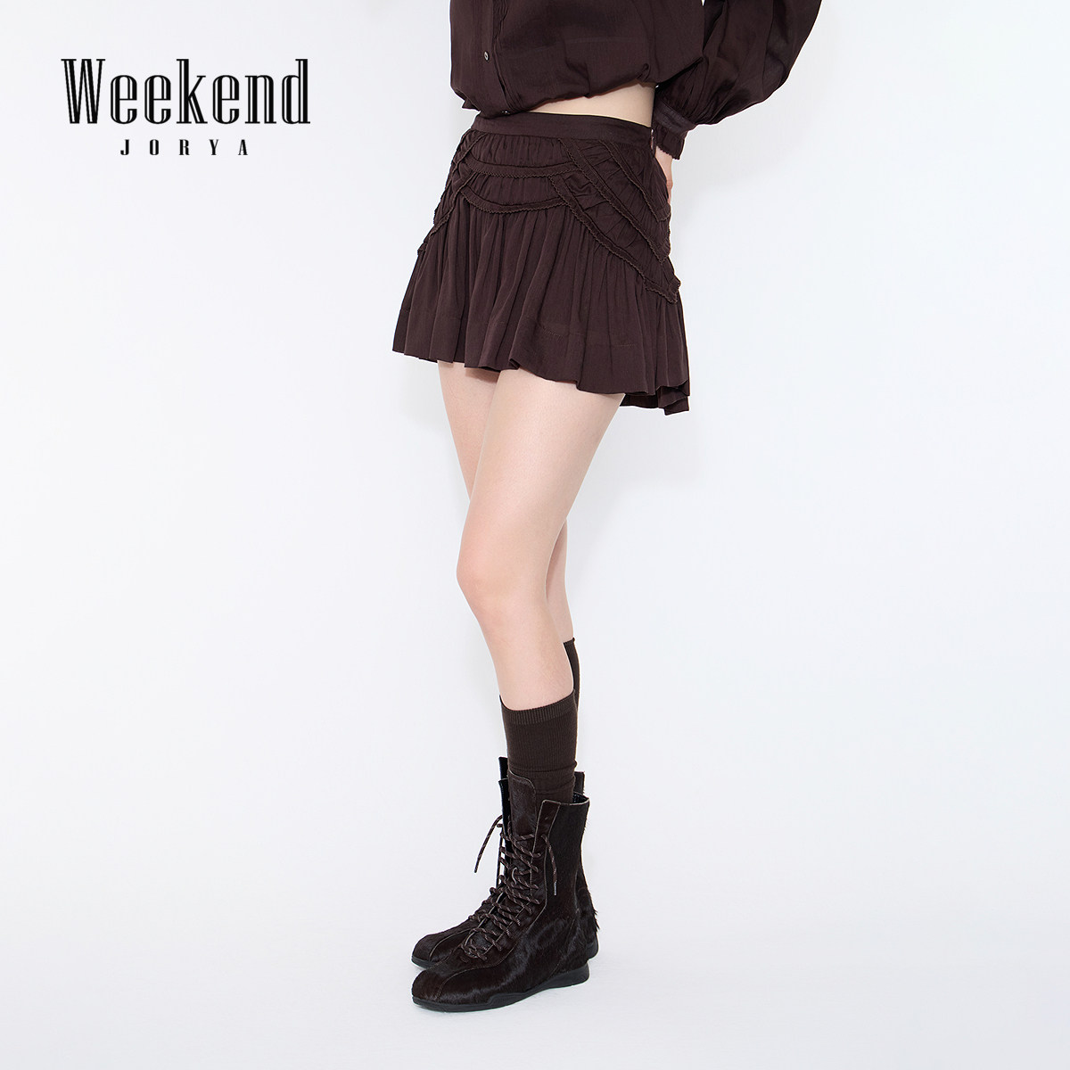 卓雅周末2026春季新款莱赛尔可露丽高腰A字短款蛋糕裙女XSW0Q10A