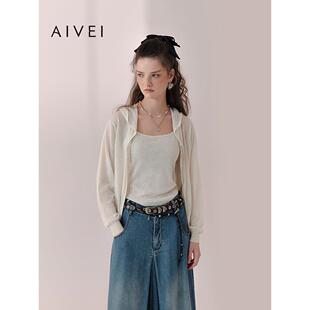 AIVEI欣贺艾薇2026春季新连帽针织衫松弛感两件套薄外套XSV1M33A