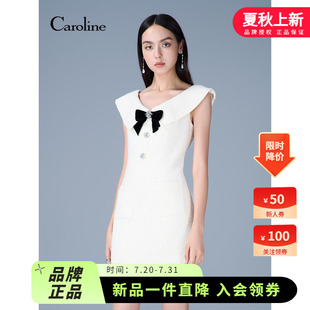 新款 Caroline卡洛琳2025秋季 香風(fēng)重工鉆扣蝴蝶結(jié)連衣裙ERC4L15A