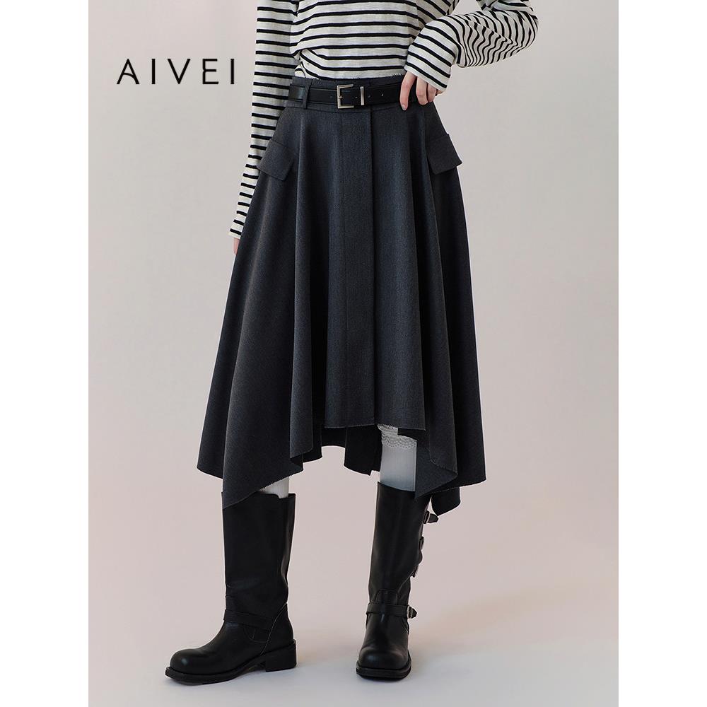 AIVEI欣贺艾薇2026春季不规则大摆裙文艺游牧中长半身裙XSV1Q06C