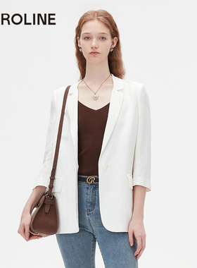 Caroline 商场同款 2024夏季新款七分袖H版白色西装外套Q622002C