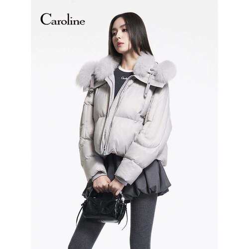 Caroline卡洛琳2025冬季新款轻奢狐狸毛领时尚短款羽绒服ERC7G04B