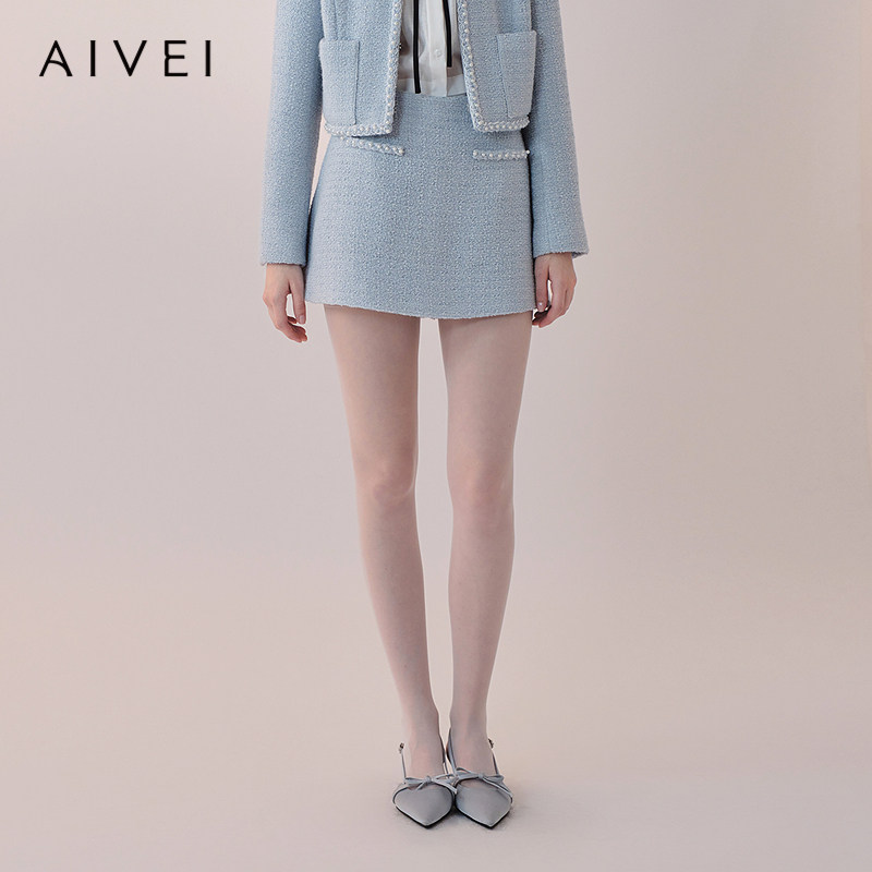 AIVEI欣贺艾薇2026春季新小香风裙裤千金淑女粗花呢短裤XSV1Q09B