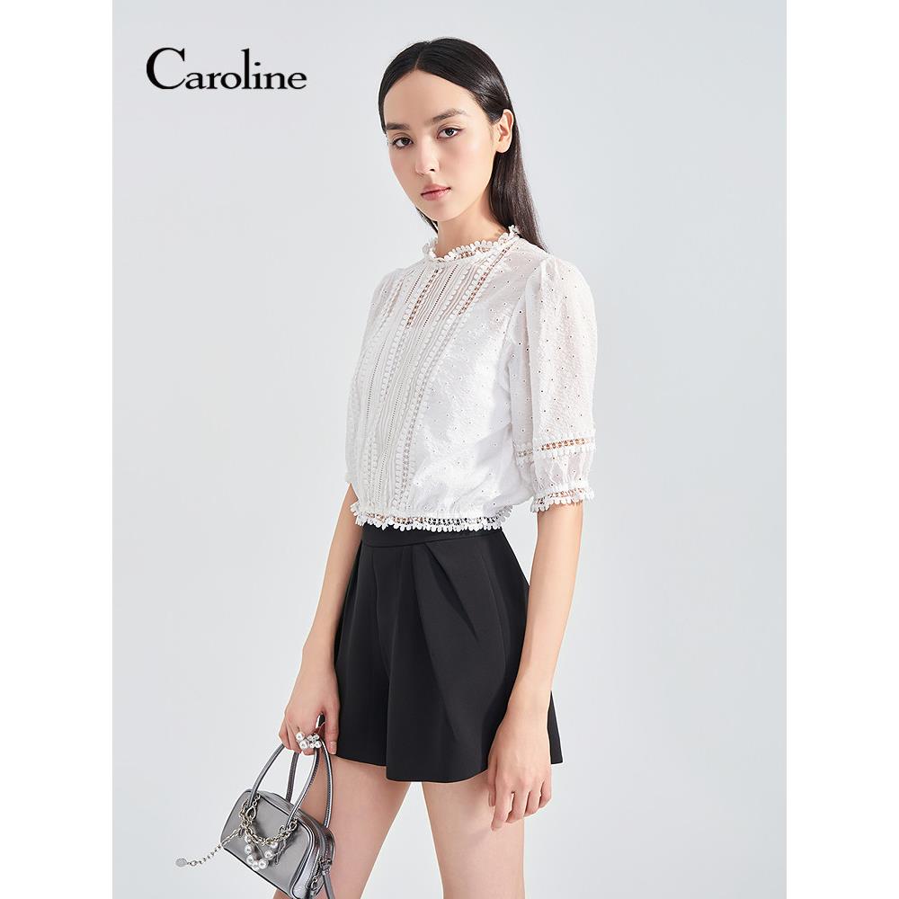 Caroline卡洛琳2026夏季新款法式灯笼袖棉布绣花衬衫ESC2S02H