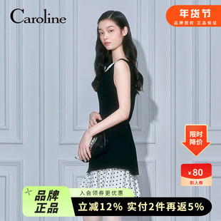 Caroline卡洛琳2026春季新款复古波点拼接无袖连衣裙ESC0L03A