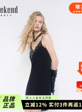 卓雅周末26春新款醋纤千金重工金属亮片V领吊带短款连衣裙SW0L15F