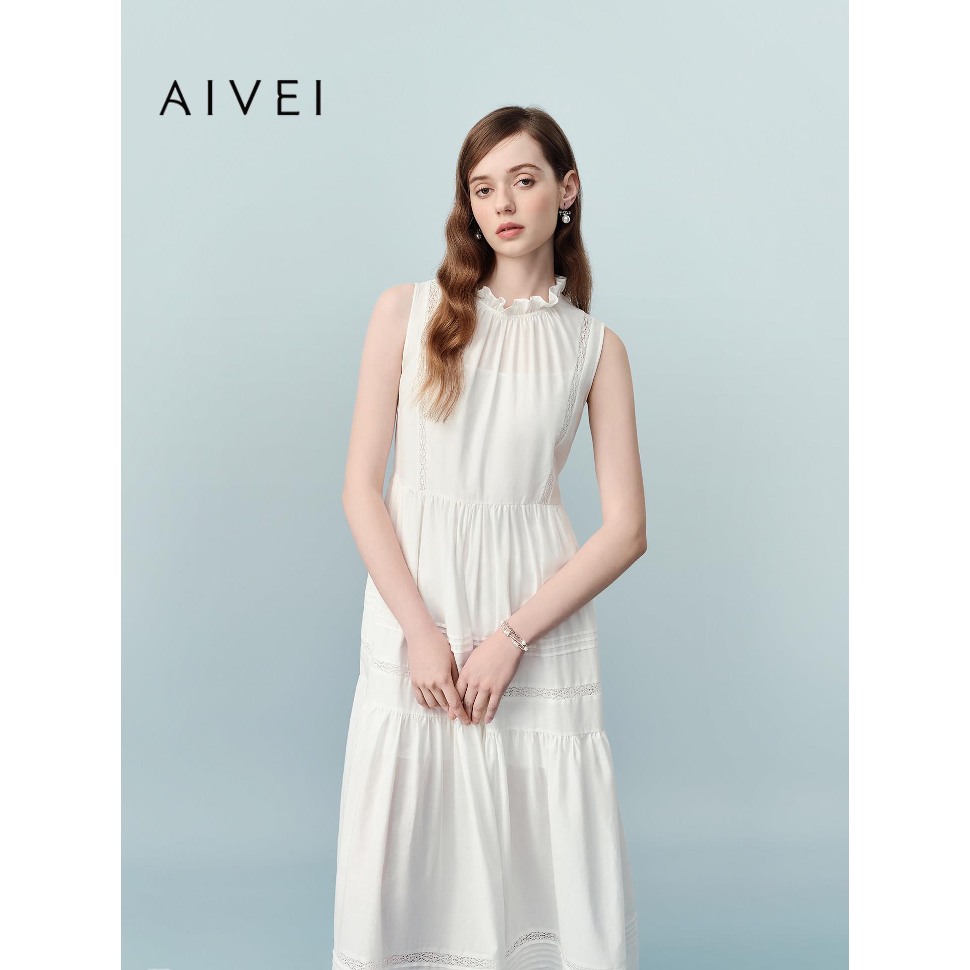 AIVEI欣贺艾薇2026夏季新小白裙南法假日无袖背心连衣裙XSV3L17C