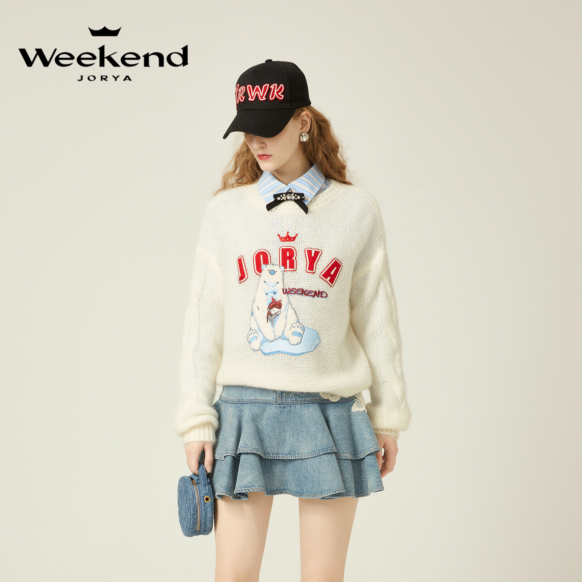 周末马海毛刺绣卓雅针织衫