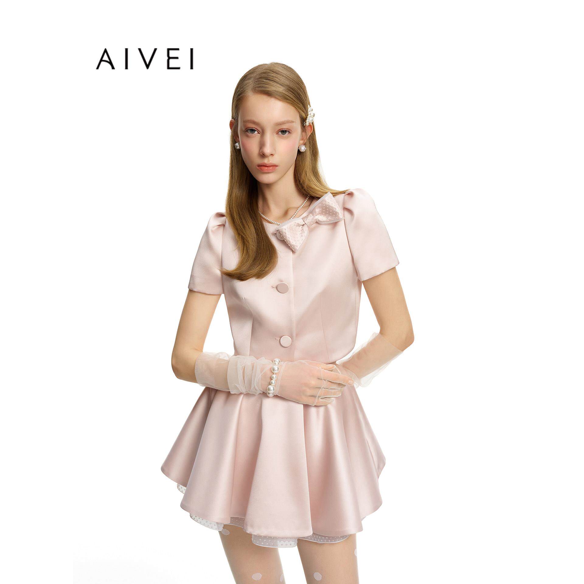 AIVEI欣贺艾薇2026早秋新甜美少女千金风蝴蝶结短外套XSV5S01S