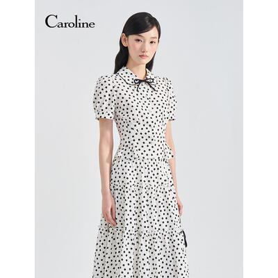 Caroline卡洛琳2026夏季新款全棉泡泡纱波点收腰衬衫ESC2S01A