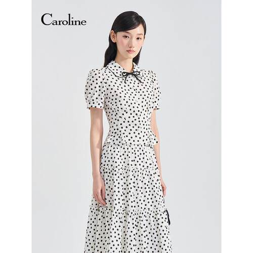 Caroline卡洛琳2026夏季新款全棉泡泡纱波点收腰衬衫ESC2S01A