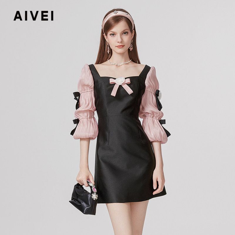 AIVEI甜美公主风撞色七
