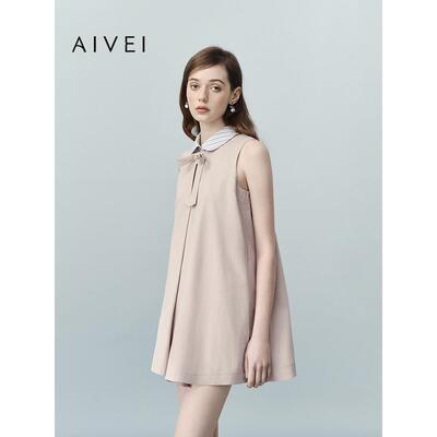 AIVEI欣贺艾薇2026夏季新日系蝴蝶结无袖衬衫背心连衣裙XSV3L11A