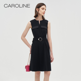 Caroline 商场同款 2023秋季新款简约腰带连衣裙P642904D