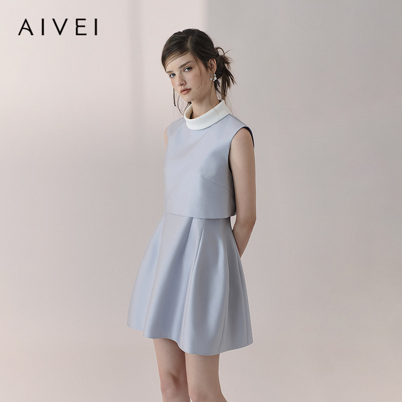 AIVEI欣贺艾薇2026春季赫本千金无袖上衣吊带连衣裙套装XSV1L21B