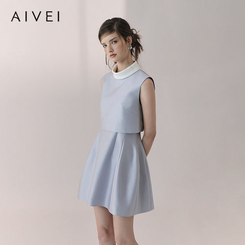 AIVEI欣贺艾薇2026春季赫本千金无袖上衣吊带连衣裙套装XSV1L21B