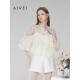 AIVEI欣贺艾薇 夏名媛千金露肩网纱雪纺上衣Q0360036 黑天鹅系列
