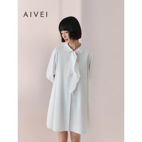 AIVEI欣贺艾薇2026春季新温柔气质氛围感宽松衬衫连衣裙XSV1L15B