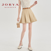 卓雅周末24夏季 新款 通勤高腰A字腰带休闲压褶伞型半身裙EJWDBW39