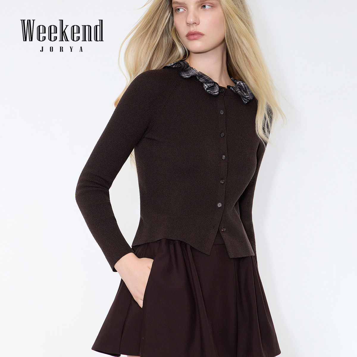 卓雅周末26春季新款荷叶边领单排扣修身可露丽毛针织开衫XSW0M40A,女装/女士精品,毛针织衫,淘宝优惠券,粉丝福利购,淘宝优惠卷