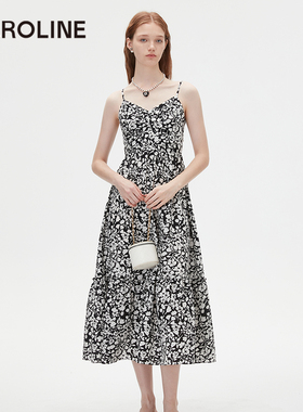 Caroline 商场同款 2024夏季新款田园风碎花吊带连衣裙Q626601D