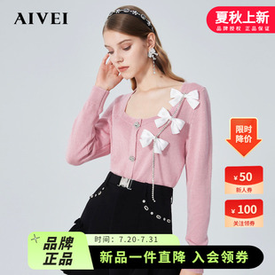新洋氣蝴蝶結(jié)方領(lǐng)毛針織衫 AIVEI欣賀艾薇2022春季 P0160110