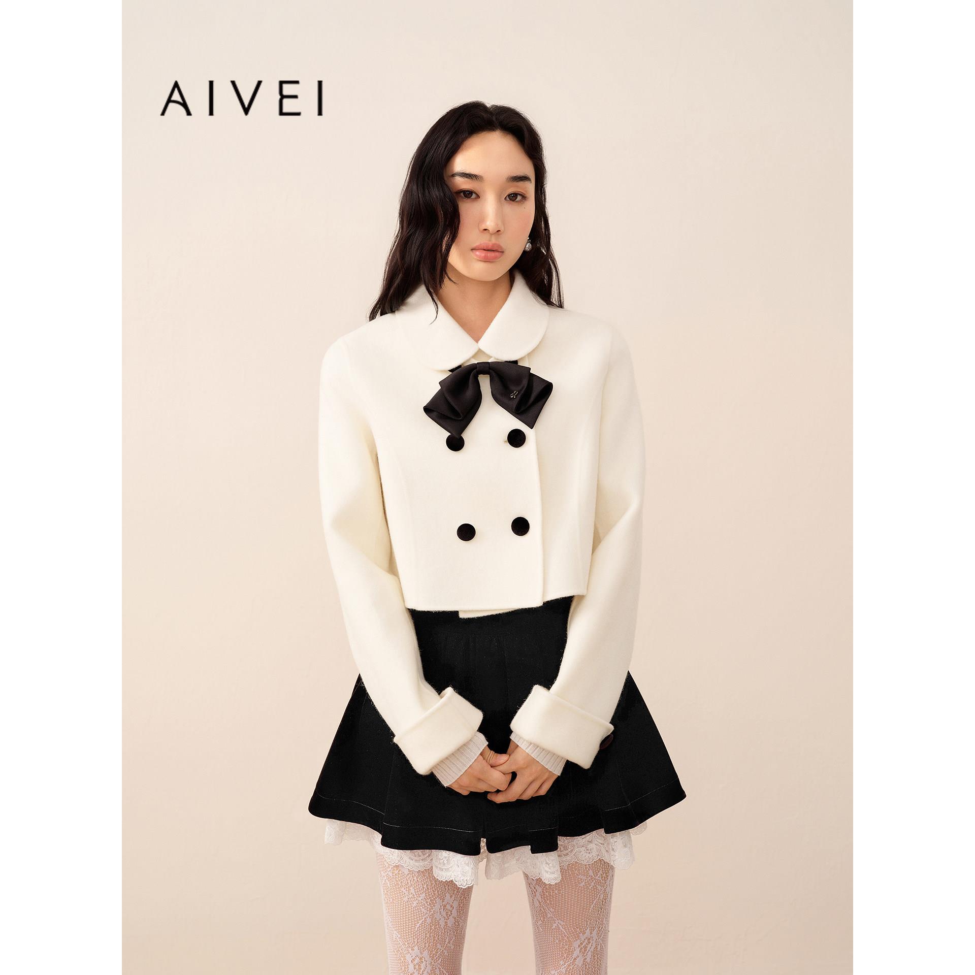 AIVEI欣贺艾薇2026秋季千金小香风减龄气质短款毛呢外套XSV5D04B