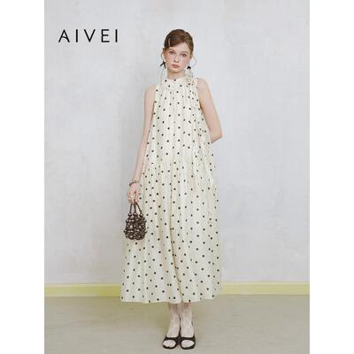 AIVEI欣贺艾薇2025夏季南法假日茶歇度假风波点连衣长裙S723901A