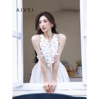 【孙乐言同款】AIVEI欣贺艾薇2026夏季新千金风公主花朵A字连衣裙