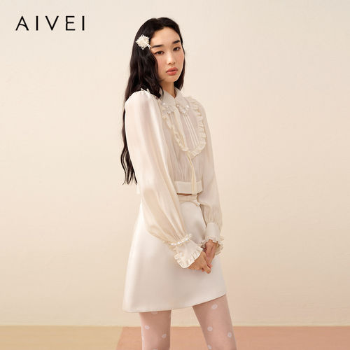 AIVEI欣贺艾薇2026早秋新温柔淑女上衣气质通勤雪纺衬衫XSV5C01B