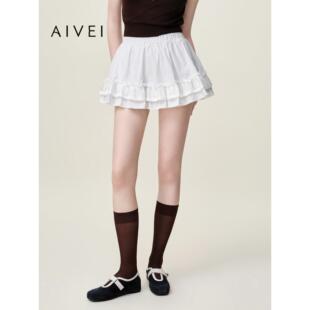 AIVEI欣贺艾薇2026夏季新条纹短裙少女学院风小个子伞裙XSV3Q13C