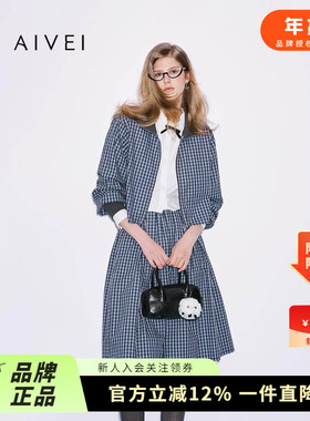 AIVEI欣贺艾薇 明星同款 2025秋季新复古格子短外套夹克XRV5C01A