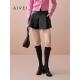 甜酷遮胯百褶短裤 AIVEI欣贺艾薇2025秋季 新环保PU皮短裤 XRV5Y01A